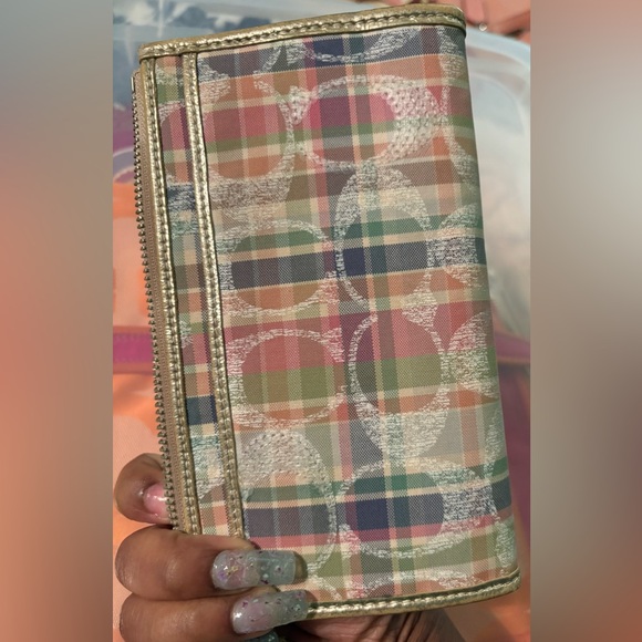 Coach Poppy Multicolor Madras Plaid Glam Shoulder Bag W/ Matching Wallet - Picture 9 of 16